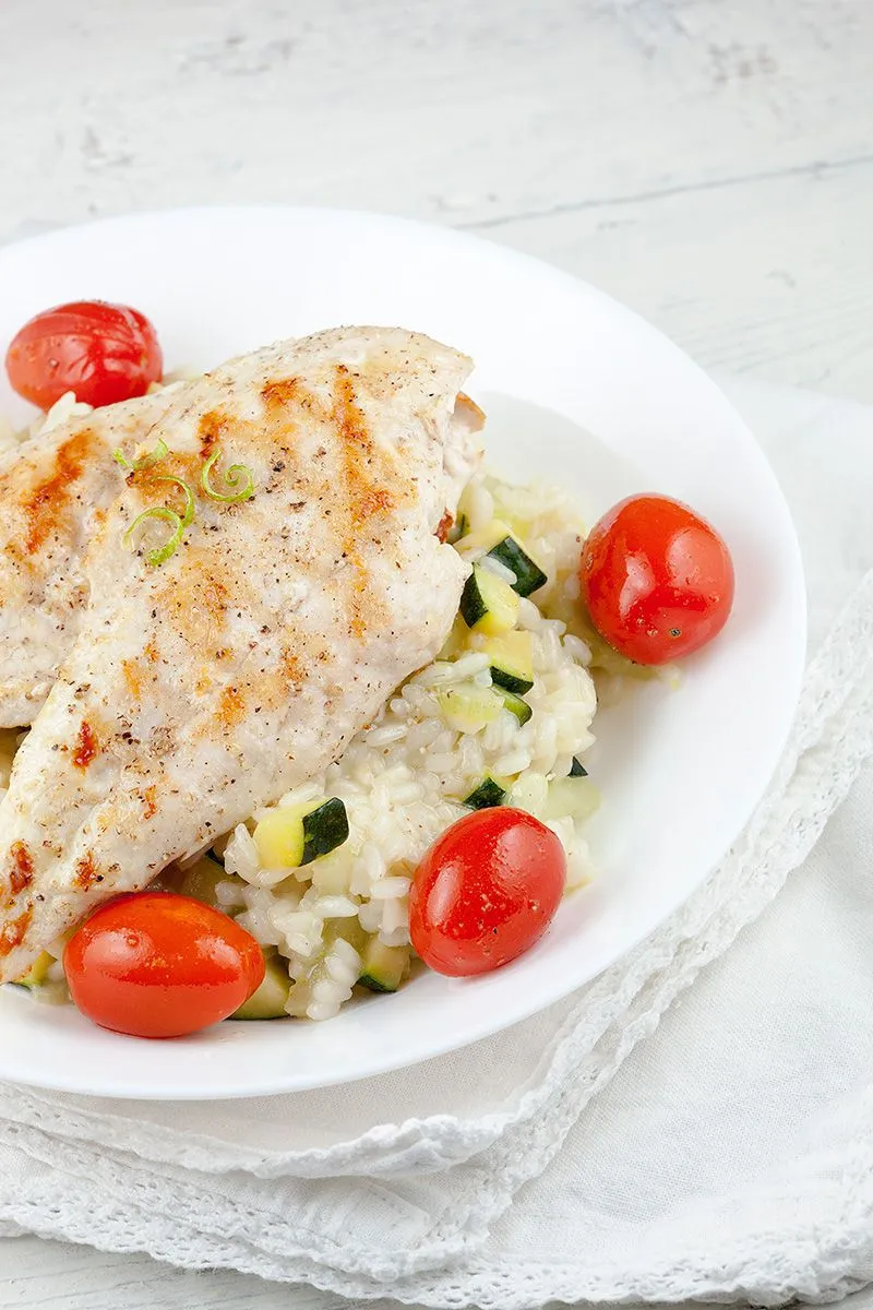 Grilled chicken risotto