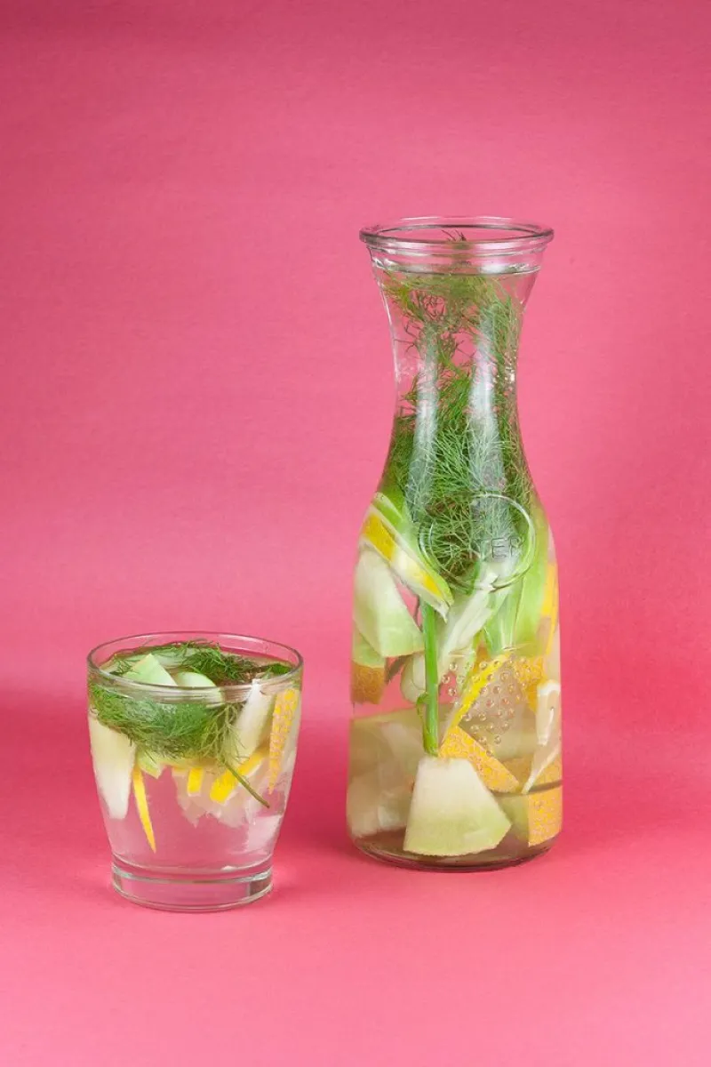 Dill, melon, lemon and apple detox water