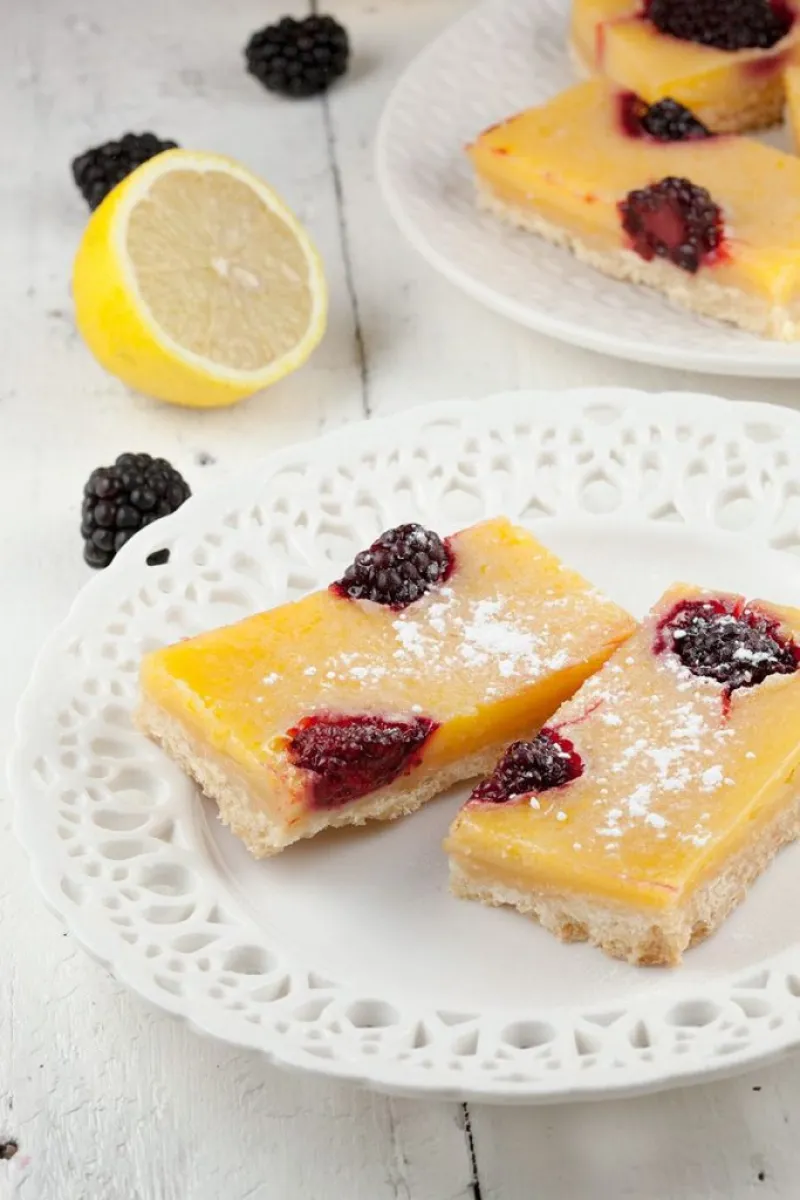 Lemon bars with blackberries