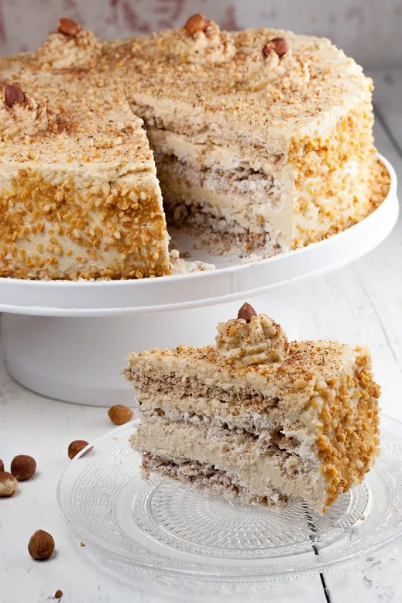 Mocha and hazelnut meringue pie