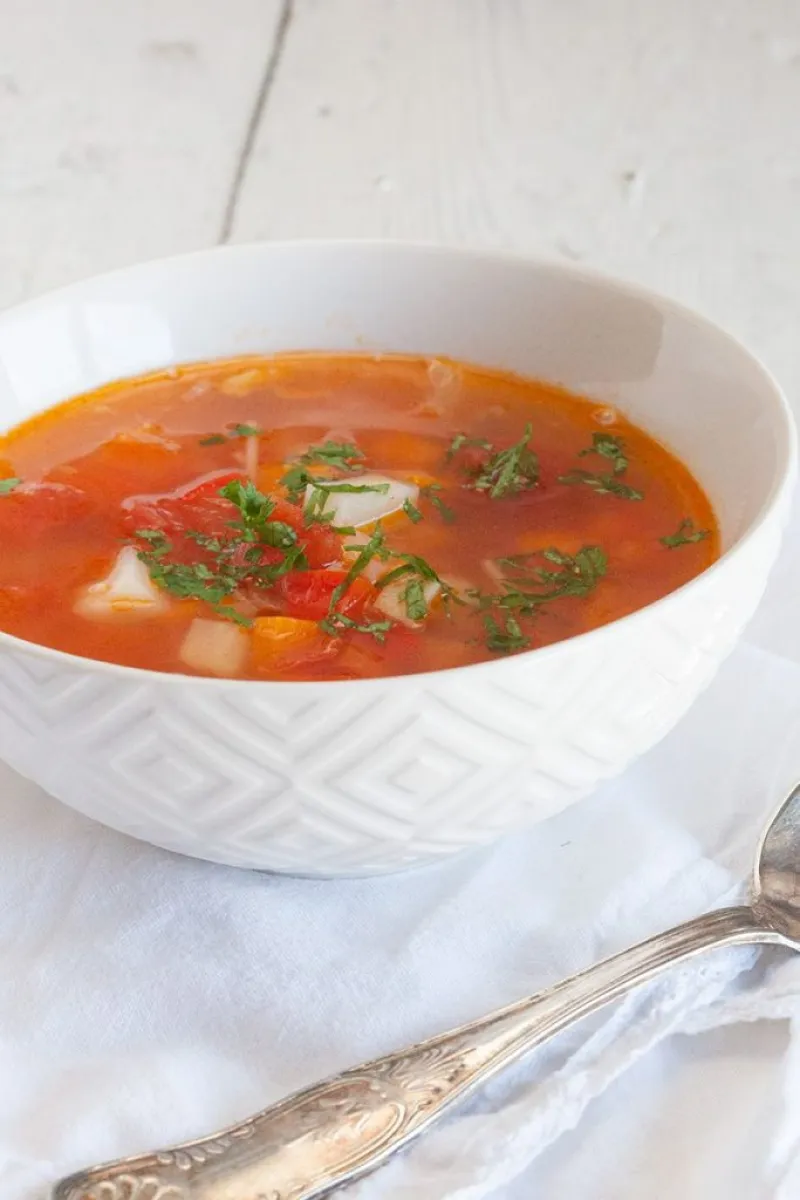 Traditional Romanian chicken noodle soup
