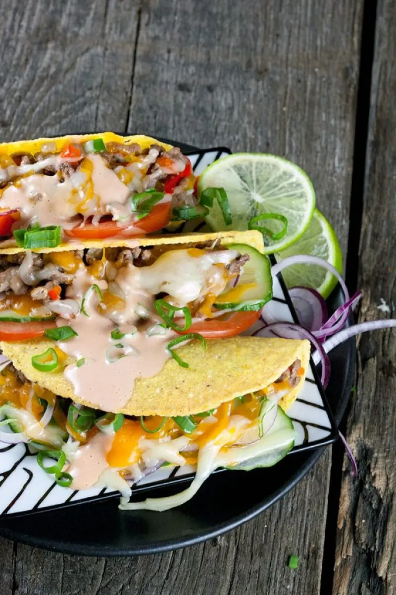 Gruyère and cheddar tacos