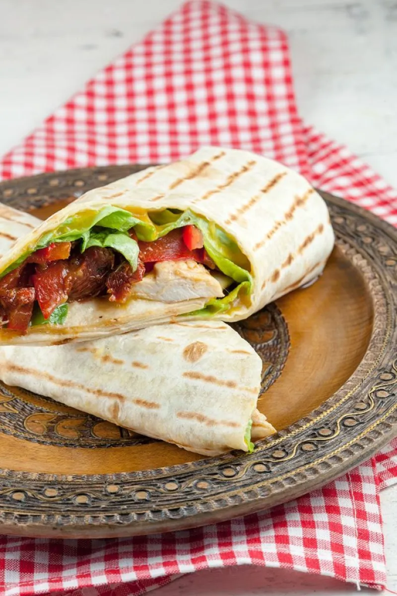 Chicken and mango tortilla wraps