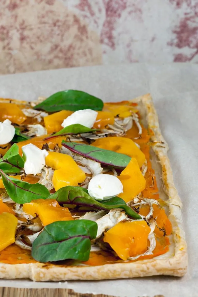 Pumpkin and fennel puff pastry tart