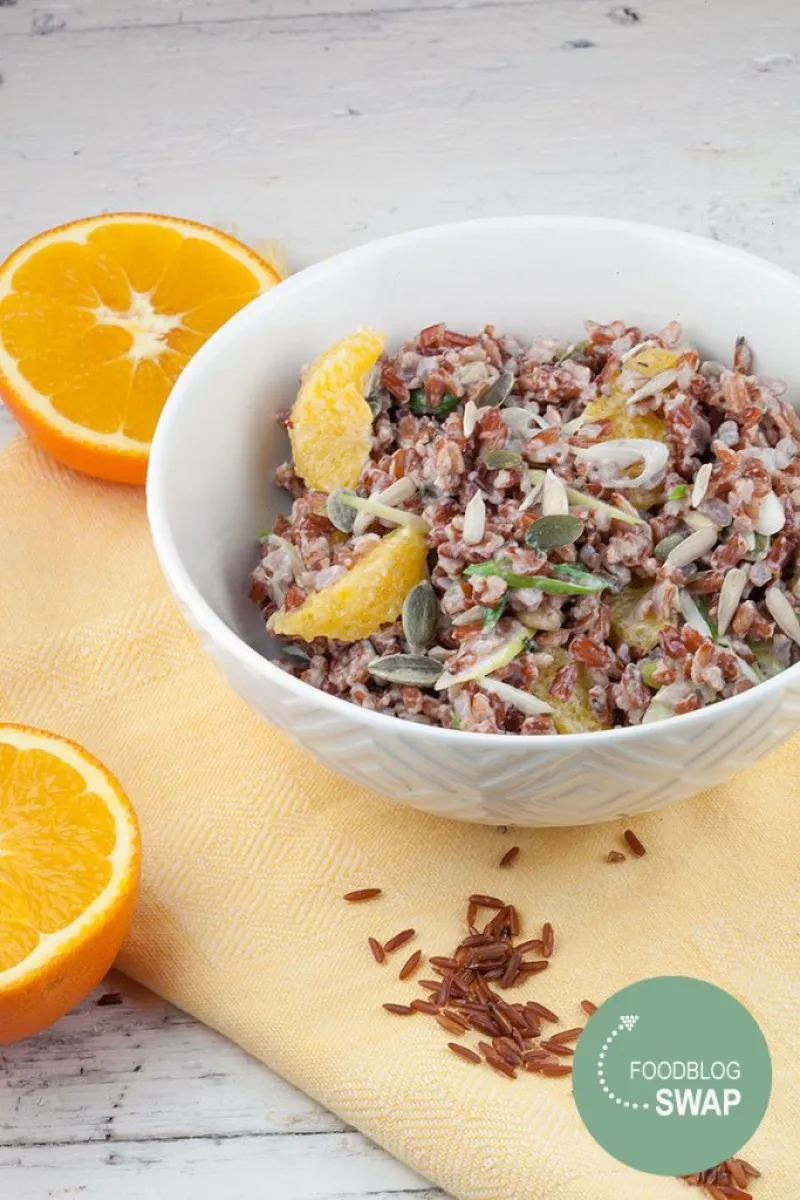 Red rice and orange salad