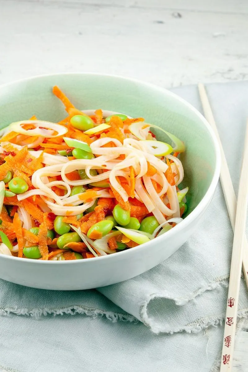 Noodle and edamame salad