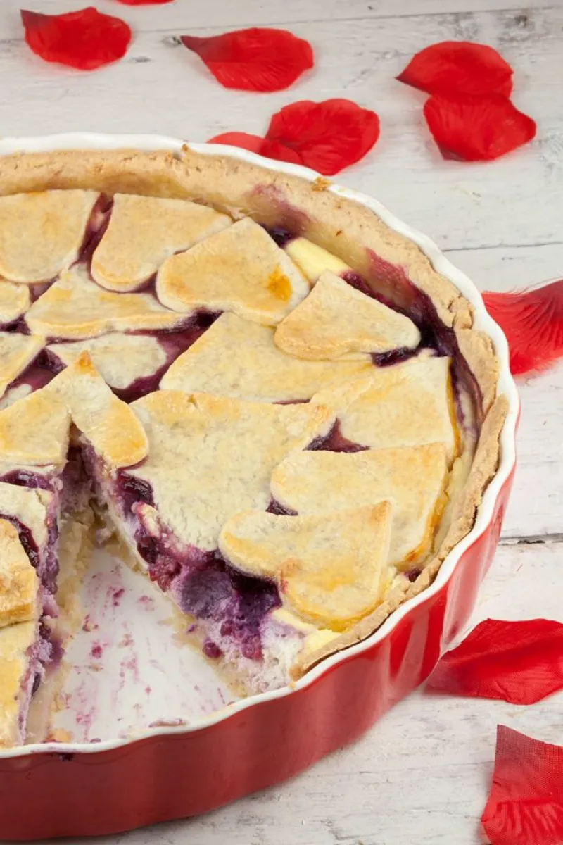 Valentine's day red fruit pie