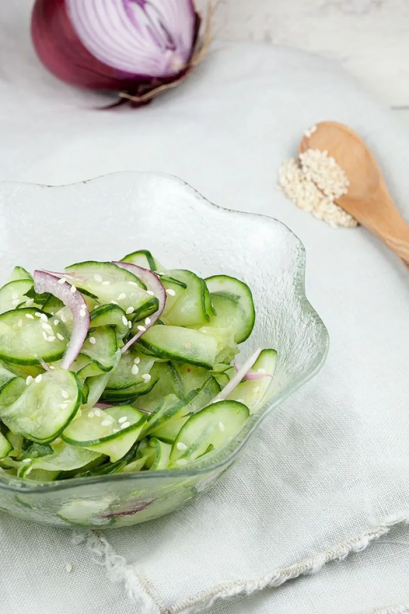 Cucumber and red onion salad