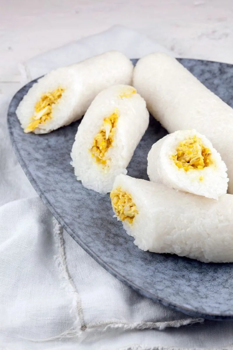 Lemper ayam - sticky rice with chicken filling