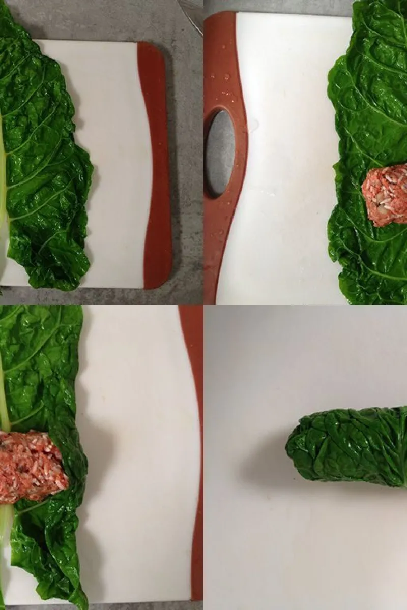 Folding swiss chard sarma