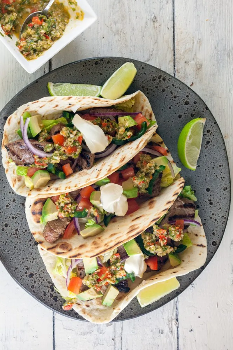 Chimichurri steak tacos
