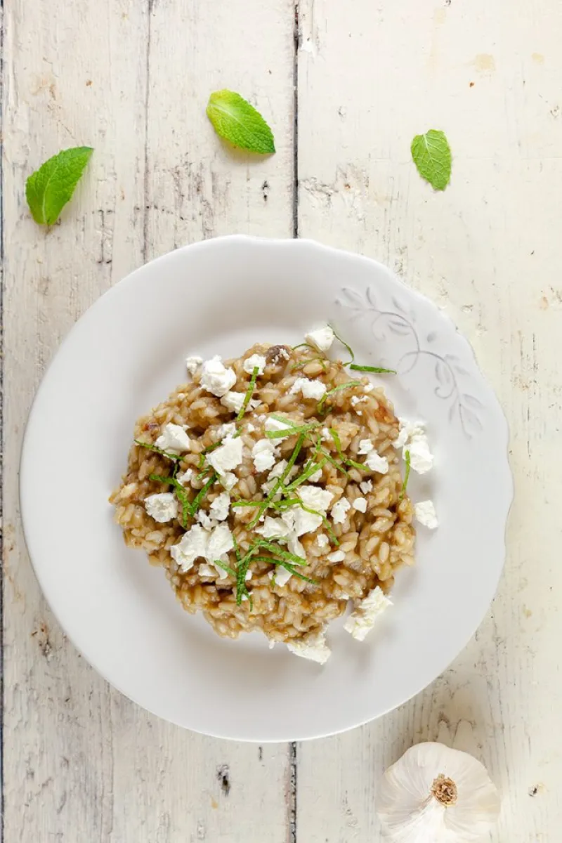 Eggplant and feta risotto