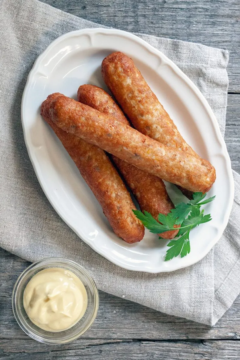 Homemade Dutch frikandellen