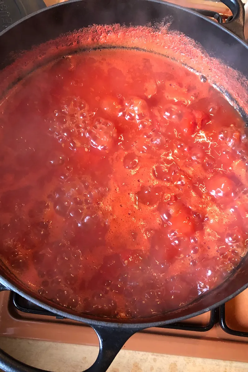 Cooking homemade tomato passata