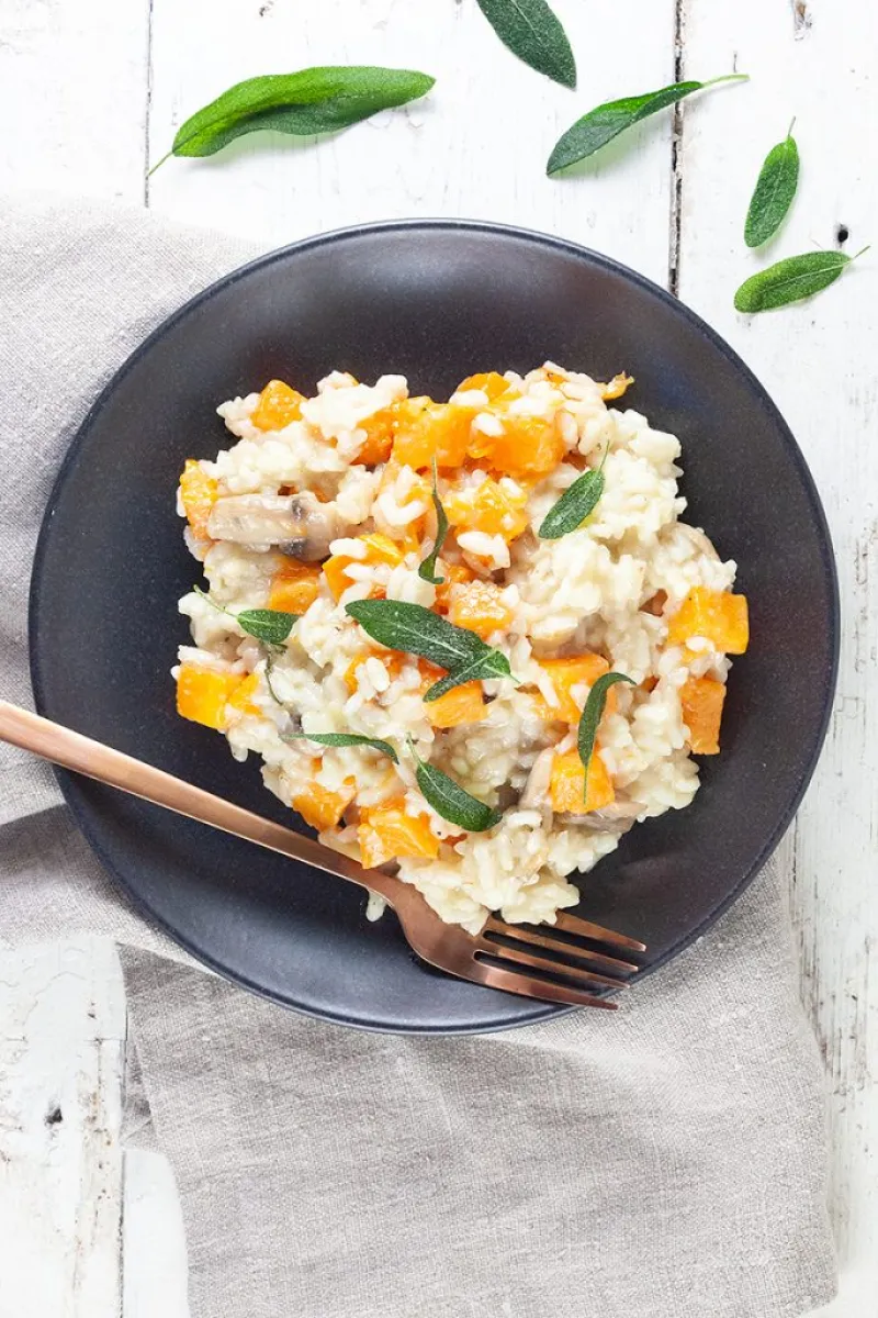 Pumpkin and mushroom risotto