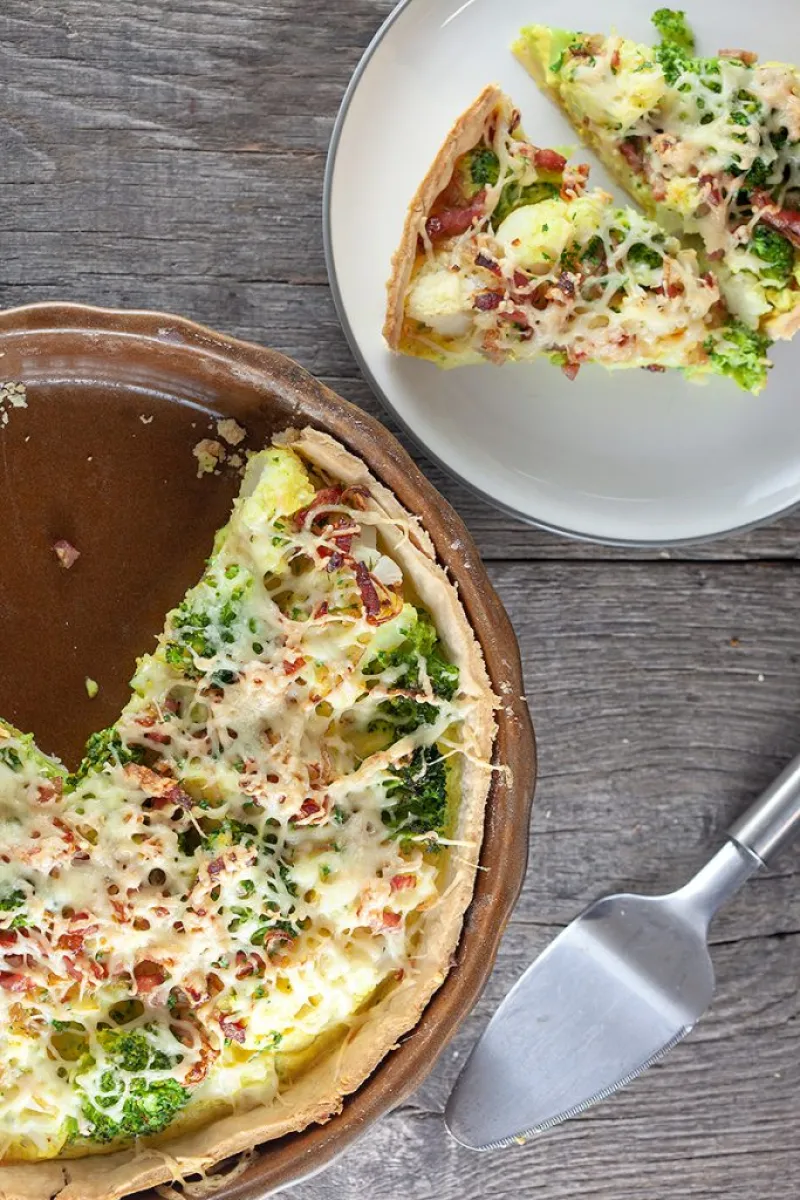 Cauliflower and broccoli quiche
