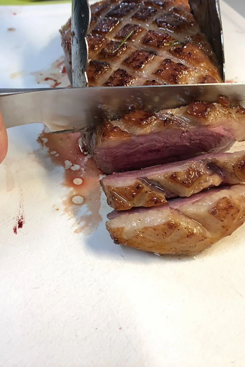 Duck breast sliced into strips