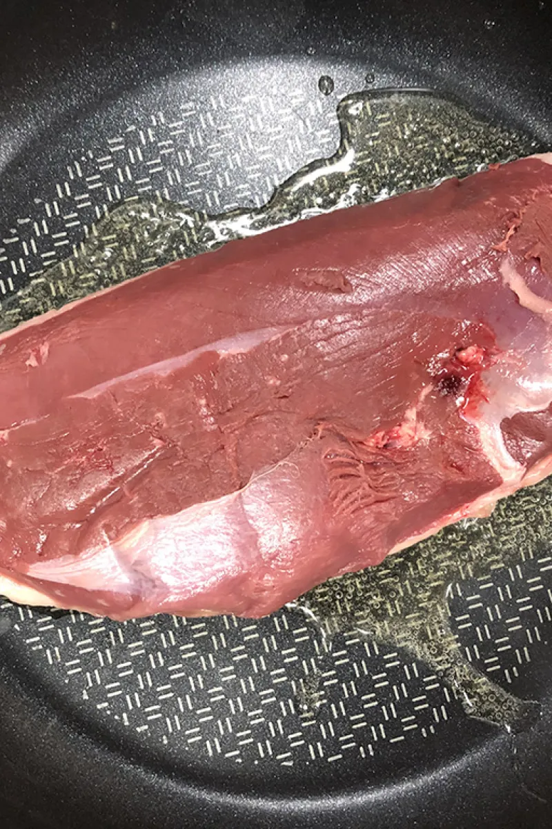 Fat is running from the duck breast