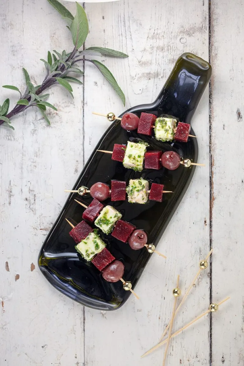 Beet and feta skewers