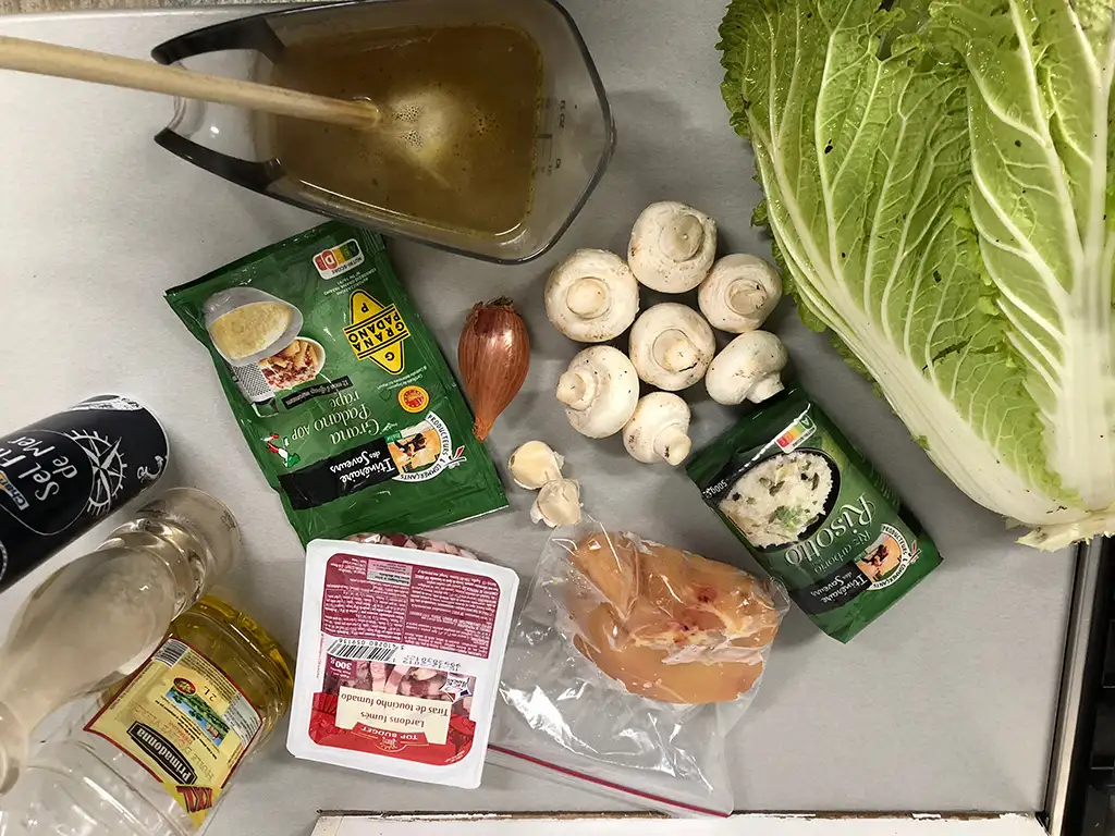 Chicken and cabbage risotto