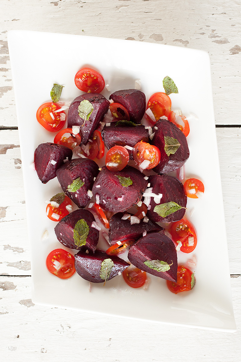 Roasted beets and tomato salad