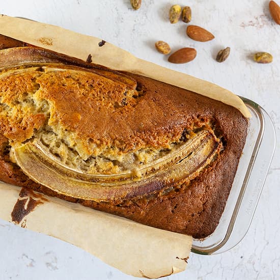 Banana bread with nuts and chocolate