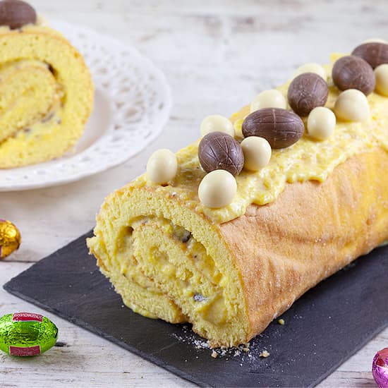 Easter cake roll with mango