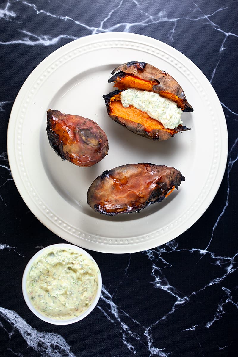 Barbecued sweet potatoes