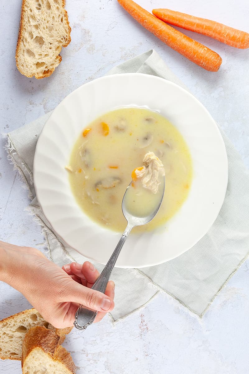 Creamy chicken and mushroom soup