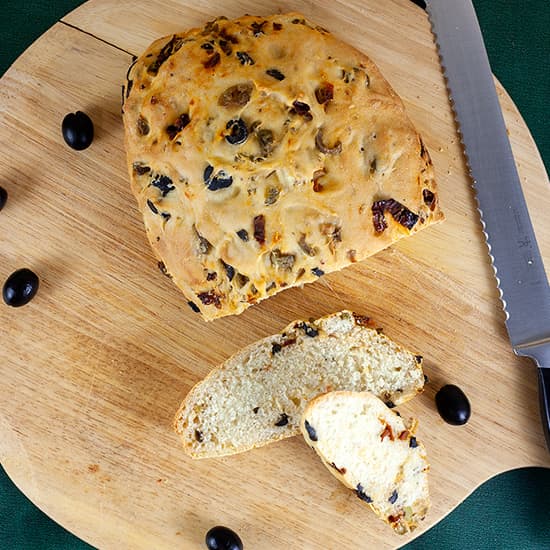 Olive bread with sun-dried tomatoes