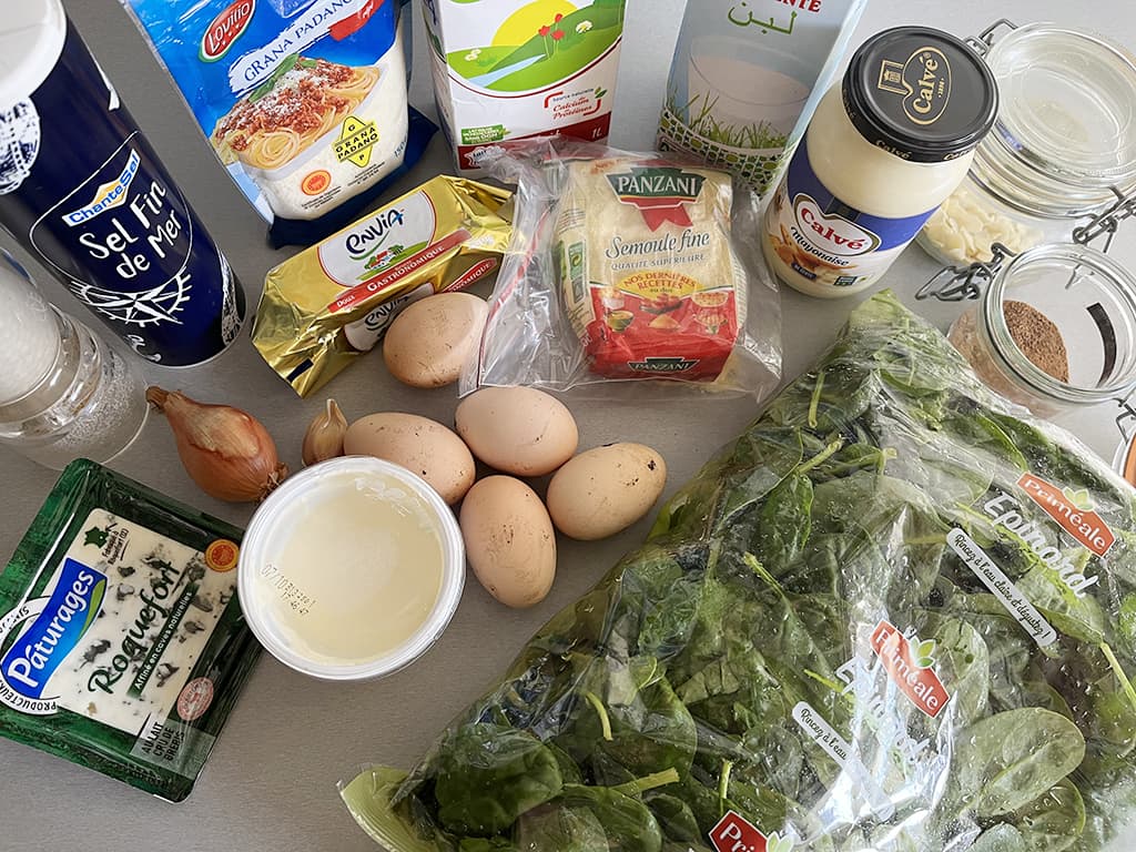 Spinach and poached egg towers ingredients