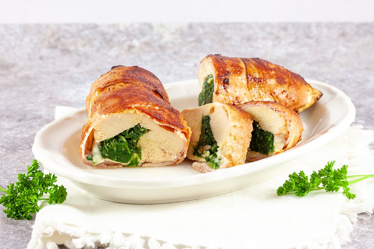 Spinach-stuffed chicken breasts