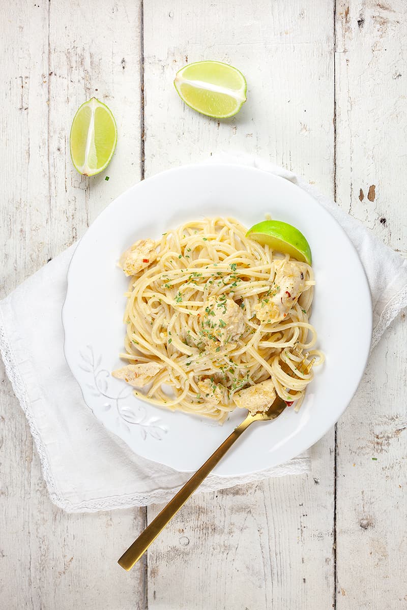 Coconut and lime chicken spaghetti
