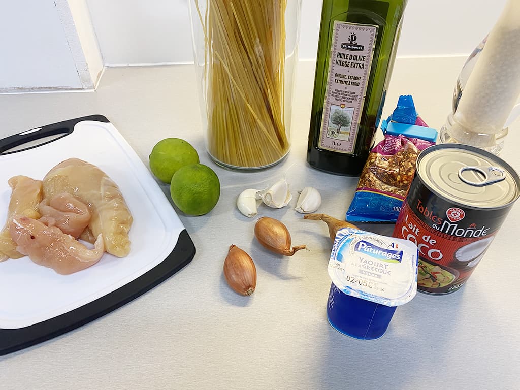 Coconut and lime chicken spaghetti ingredients