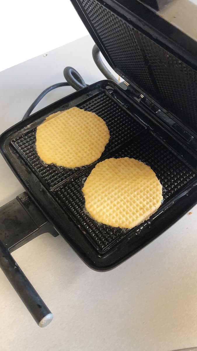 Limburg waffles in the waffle iron