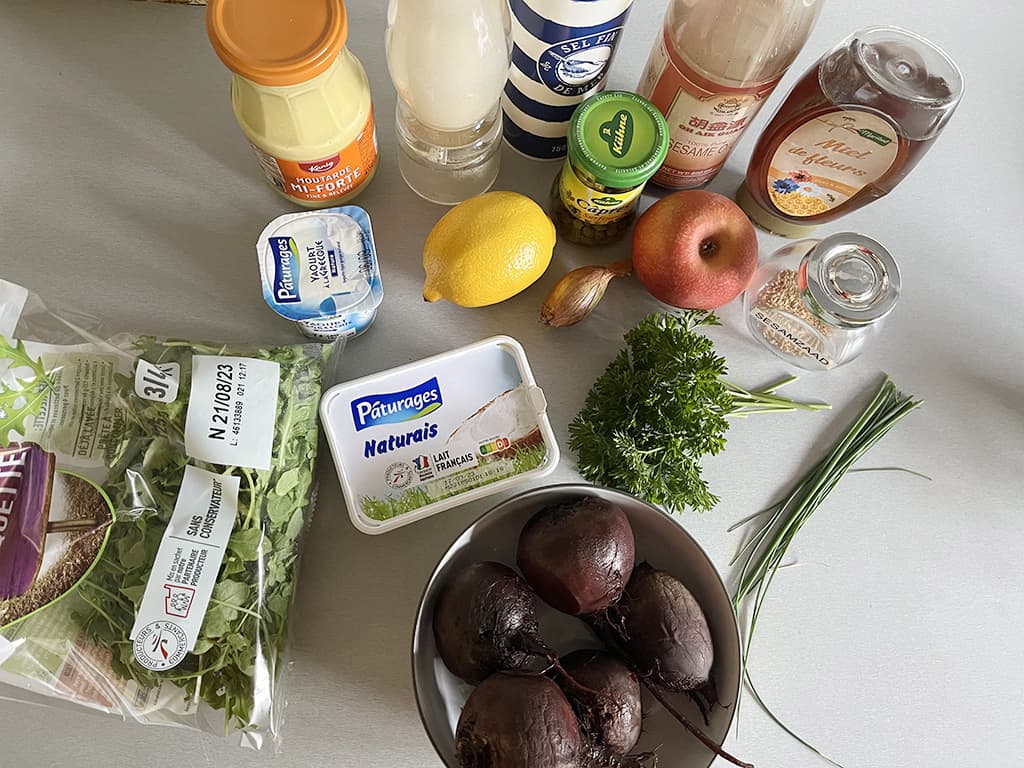 Beetroot tartare ingredients