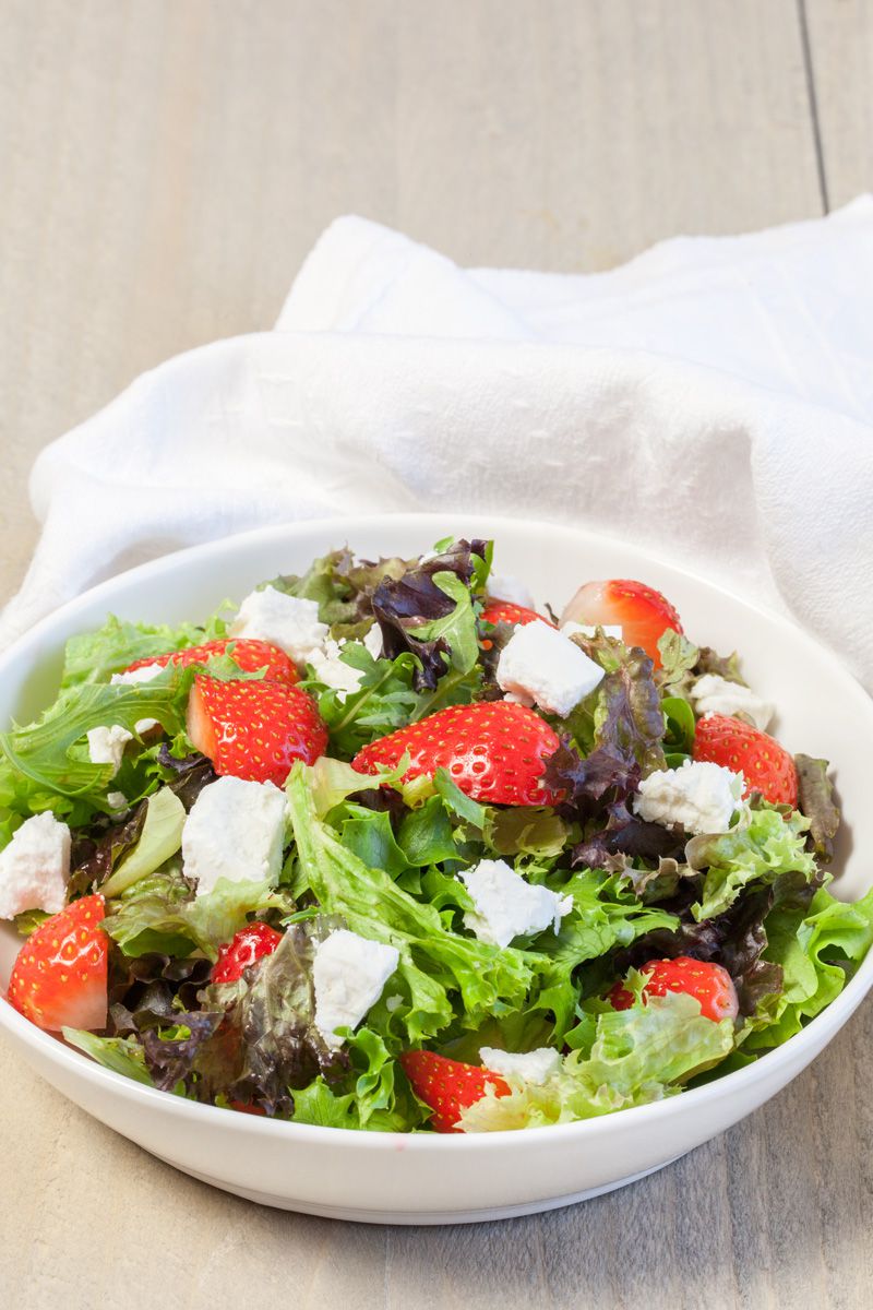 Strawberry and goat cheese salad