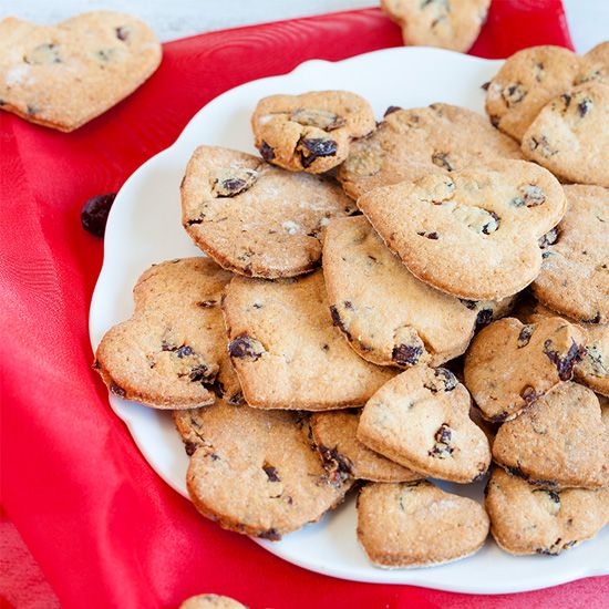 Heart-shaped cranberry cookies