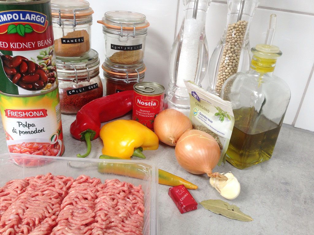 Chilli con carne ingredients