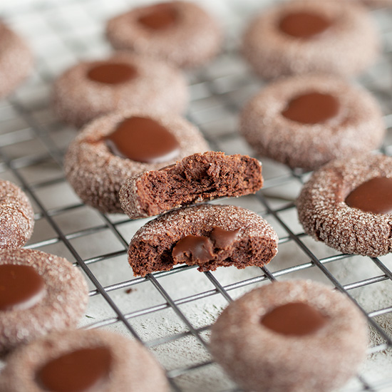 Chocolate thumbprint cookies