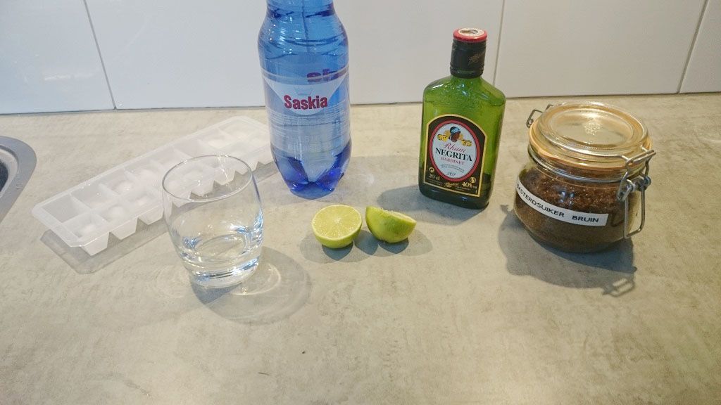 Rum, lime and brown sugar cocktail ingredients