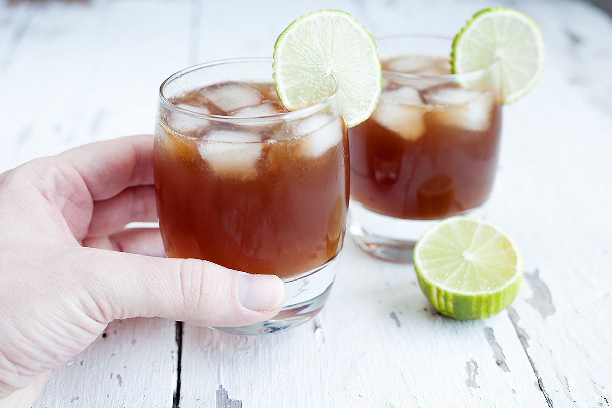 Rum, lime and brown sugar cocktail