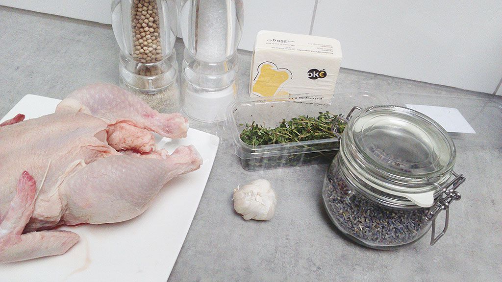 Lavender and garlic roasted chicken ingredients