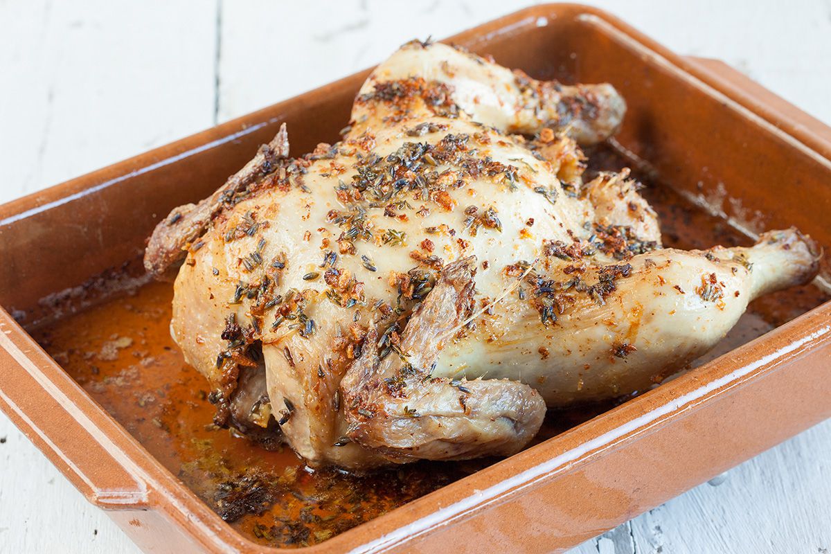 Lavender and garlic roasted chicken
