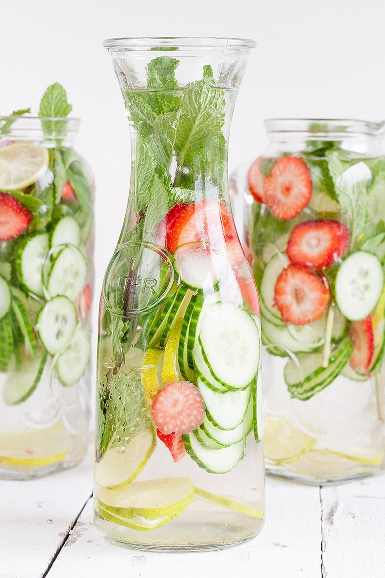 Strawberry lime cucumber and mint water