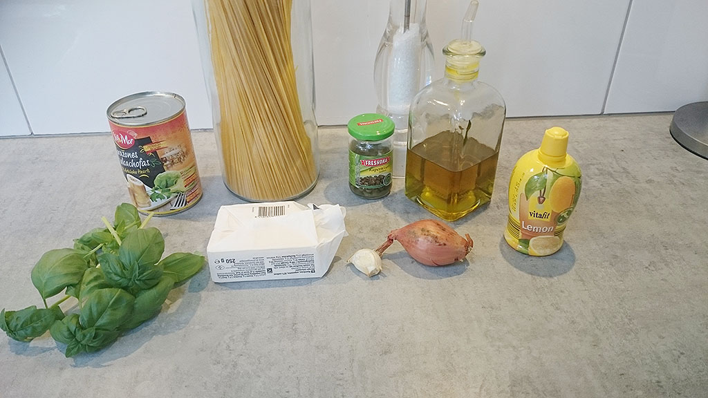 Lemon butter pasta with artichokes ingredients