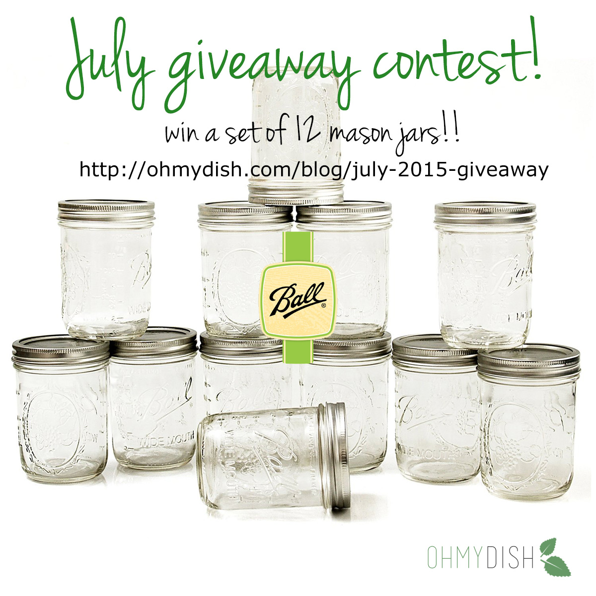 July 2015 giveaway contest - set of 12 glass preserving jars