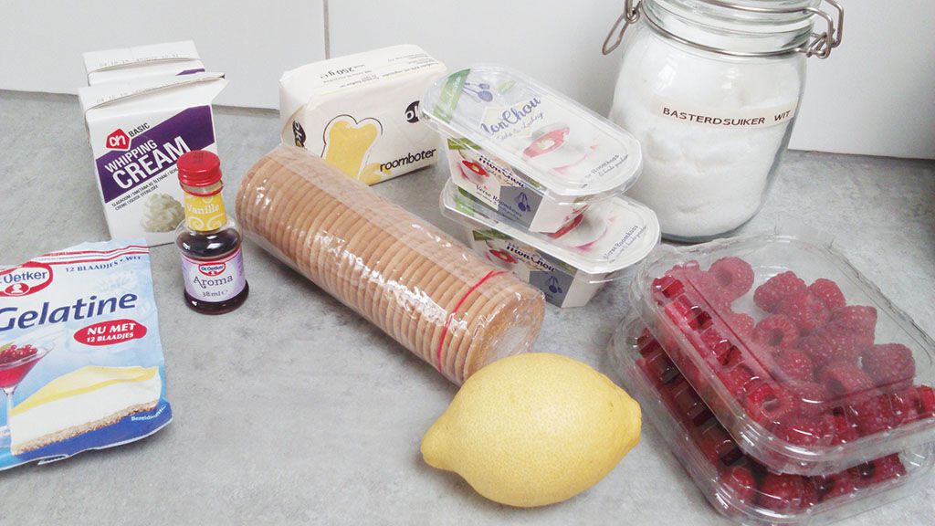No-bake raspberry cheesecake ingredients