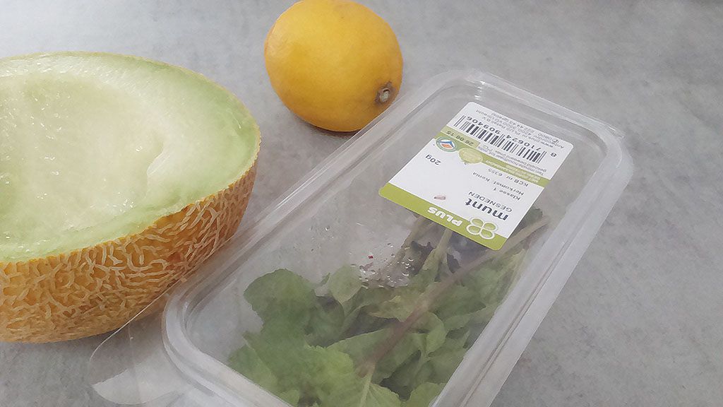 Sugar-free minty melon granita ingredients