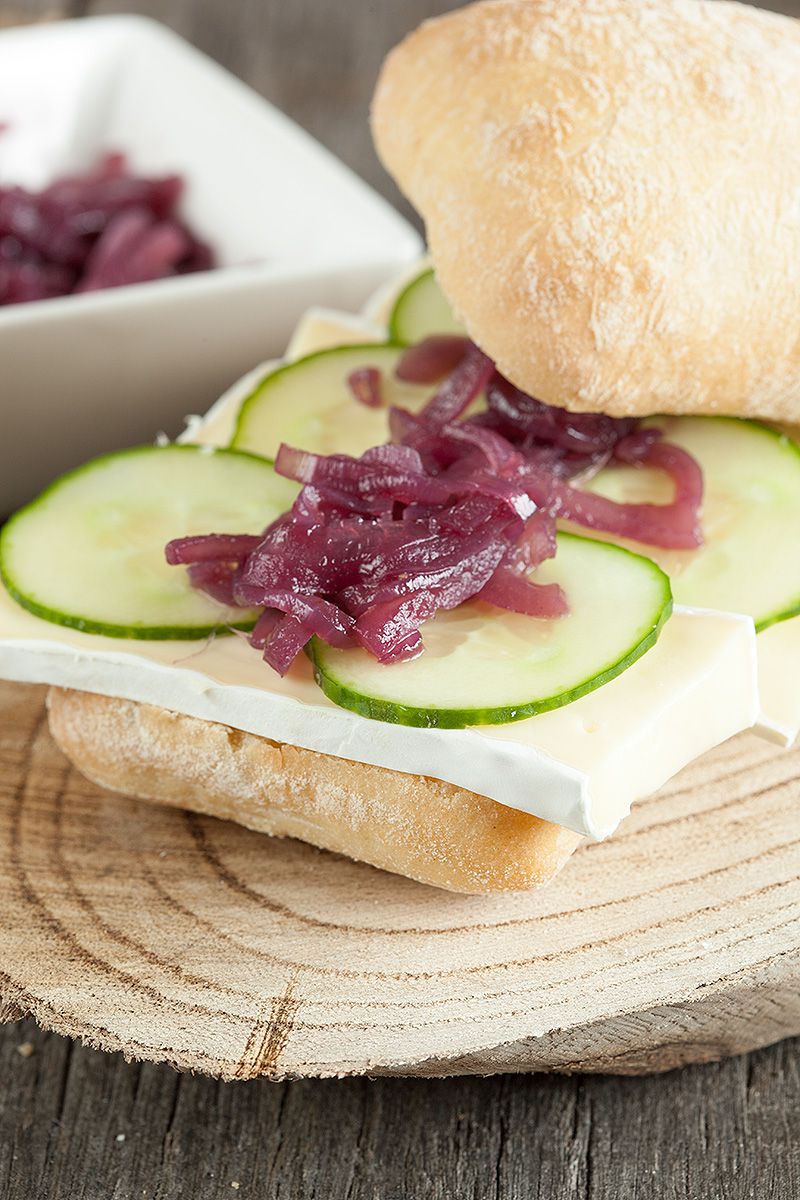 Red onion compote and brie sandwich